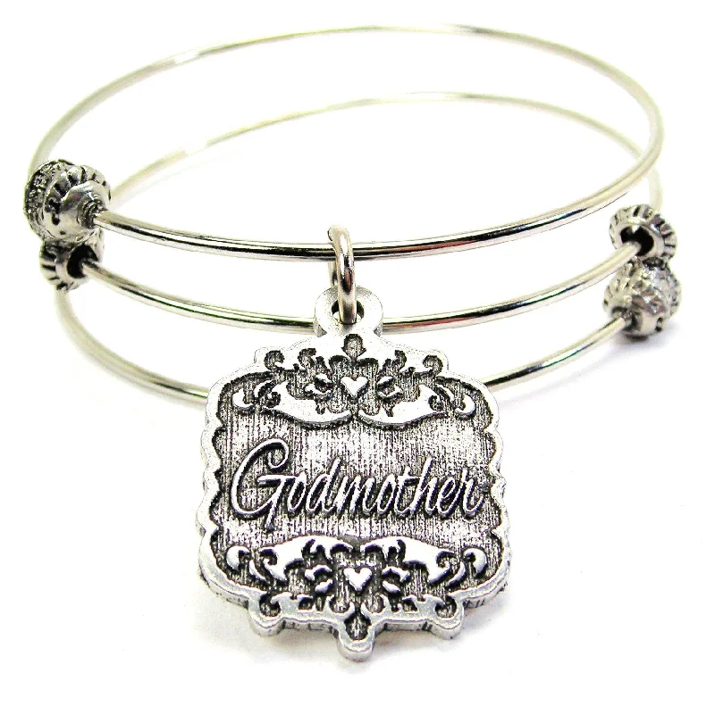 Godmother Victorian Scroll Triple Style Expandable Bangle Bracelet