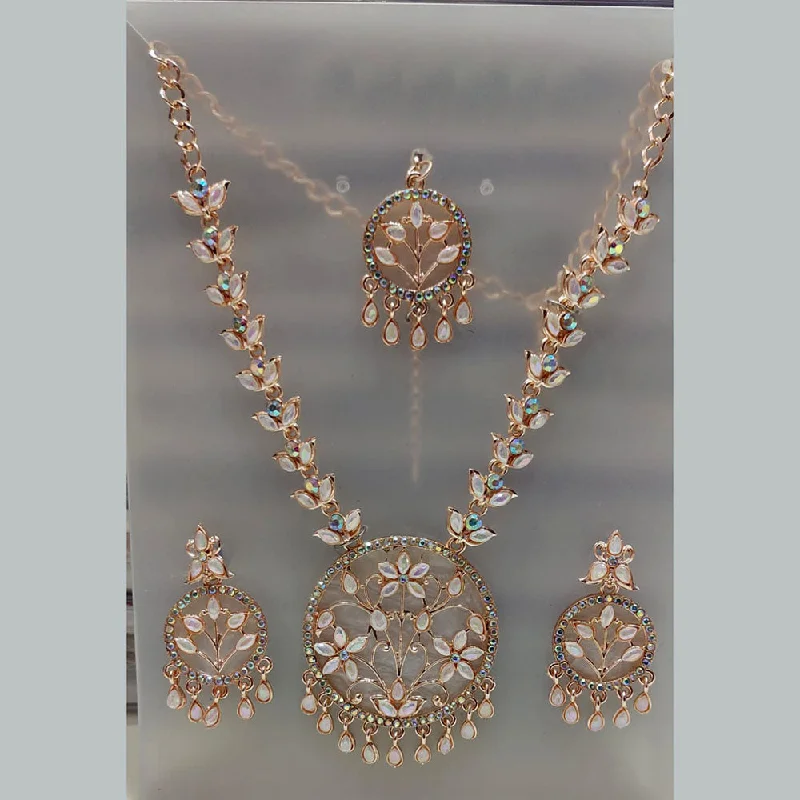 Tip Top Jewellers Rose Gold Plated Stone Necklace Set