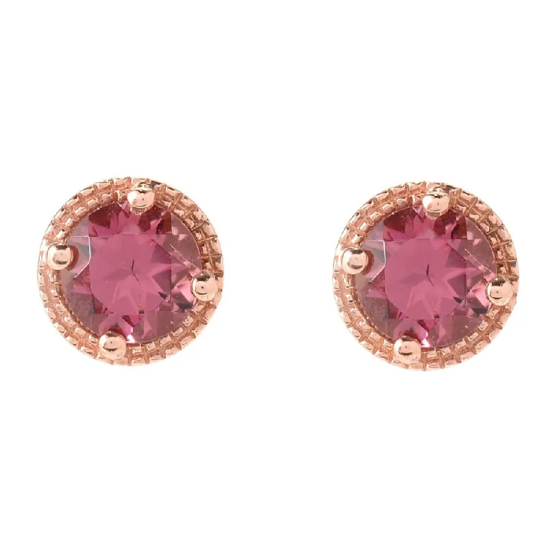 18K Rose Gold Over Sterling Silver 0.9ctw Pink Tourmaline Studs Earrings 0.26"L