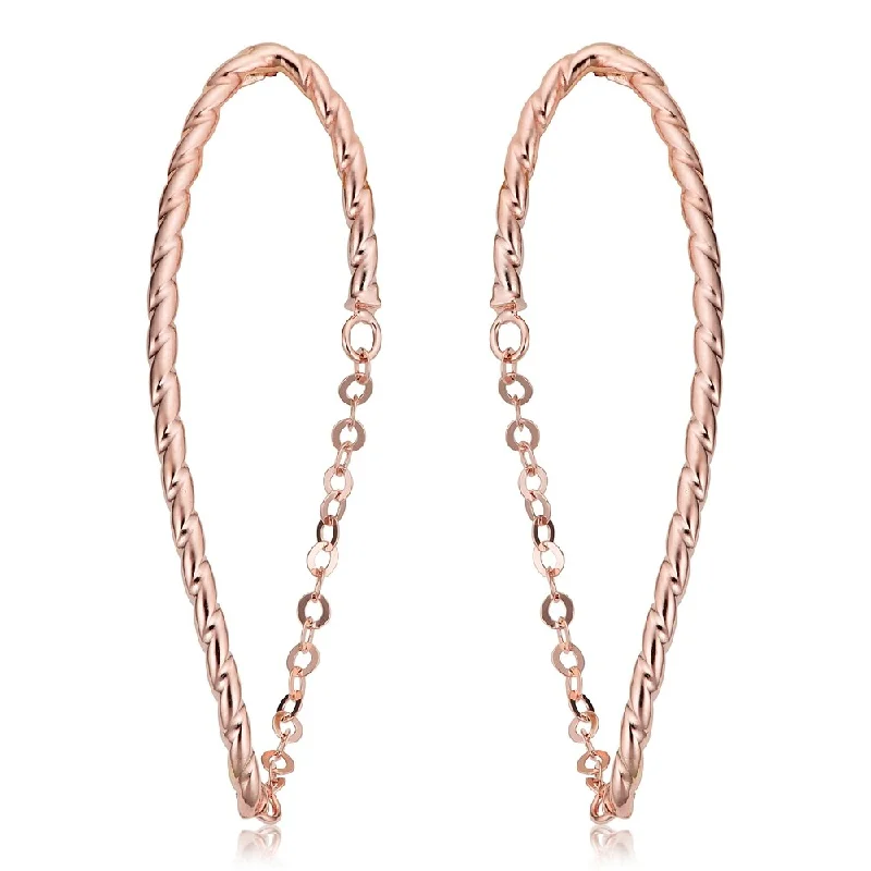 Fremada Italian 14k Rose Gold Chain Twisted Oval Earrings