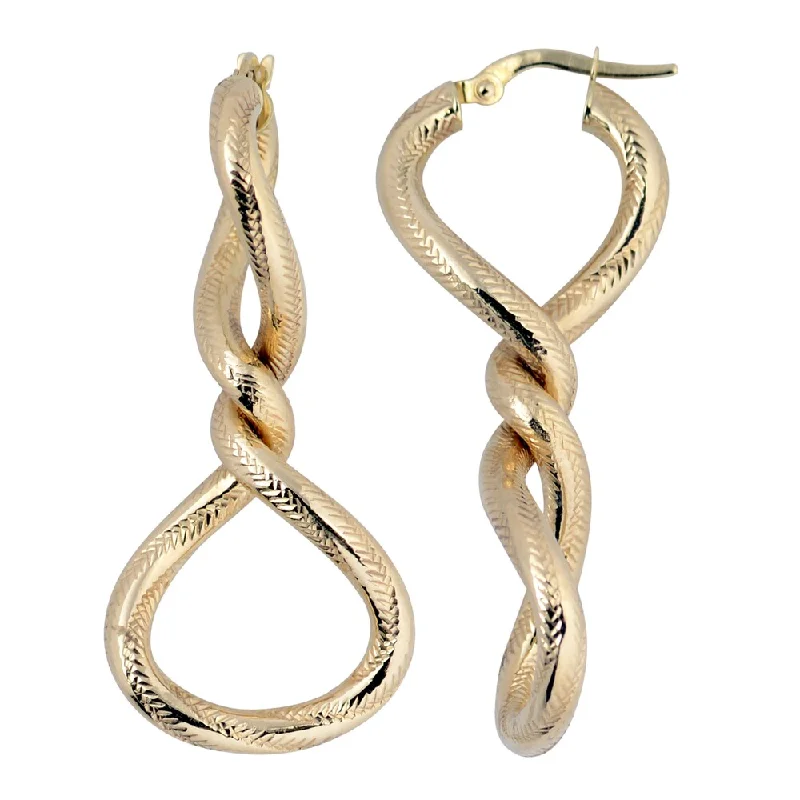 Fremada 10k Yellow Gold Twisted Elongated Hoop Earrings