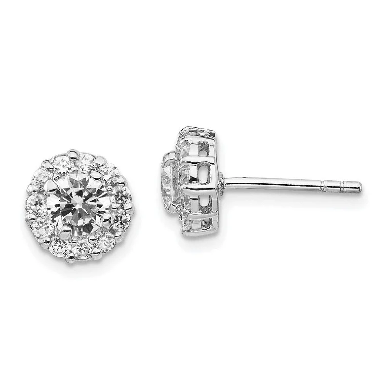 Curata 925 Sterling Silver Post Earrings CZ Cubic Zirconia Stud Earrings - 8x8mm Wide