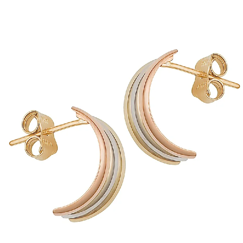 Fremada 14k Tri-color Gold Half Hoop Earrings