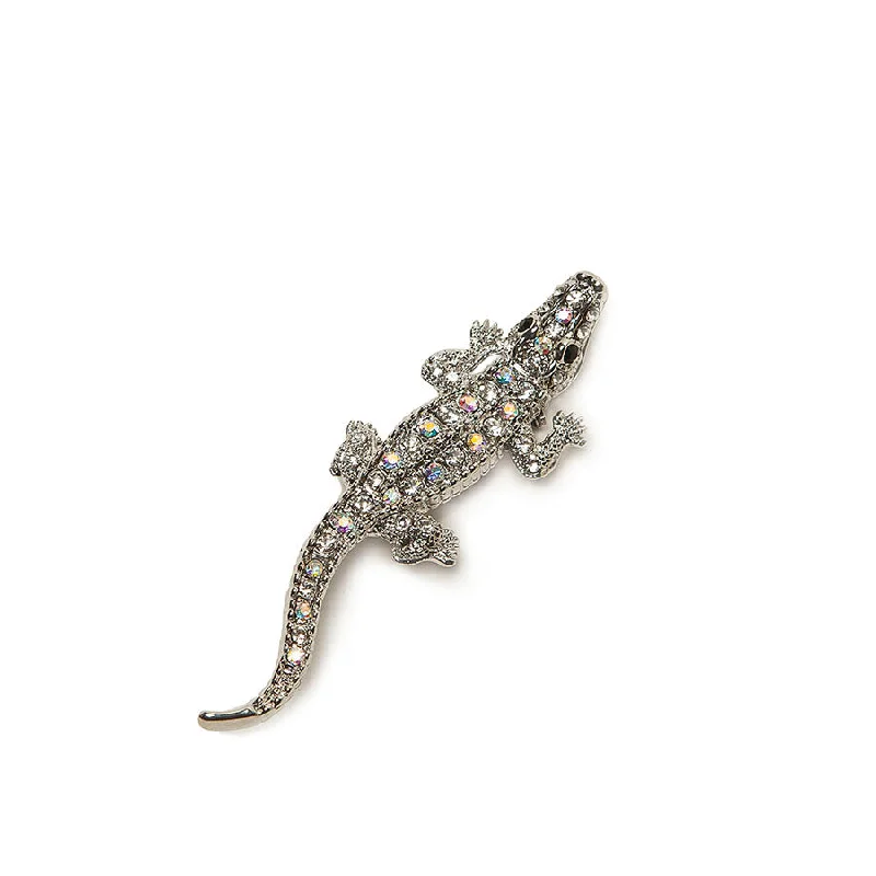 Diamante Sparkly Crocodile Brooch