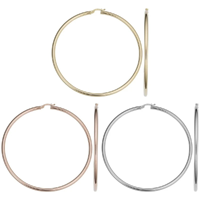 14k Gold 3x70mm Large Hoop Earrings (yellow gold, white gold or rose gold)