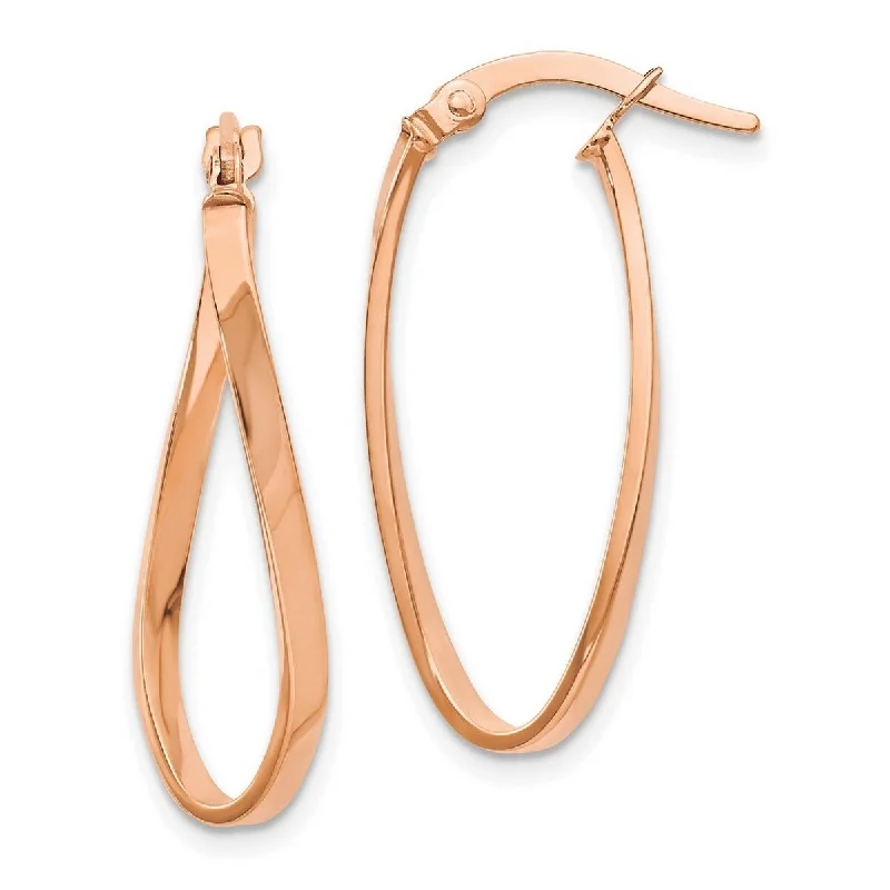 Curata 10k Rose Gold Polished Hinged Oval Hoop Earrings 26x1.2mm