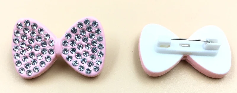 Baby Pink Plastic Clip Brooch With Stone