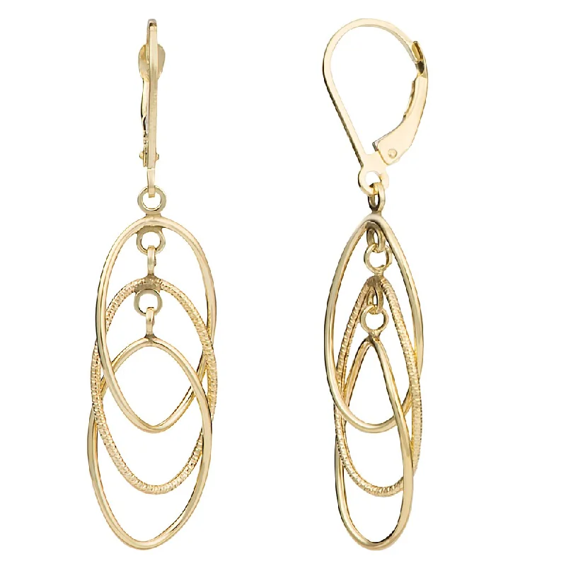 Fremada 10k Yellow Gold Interlocking Ovals Leverback Earrings