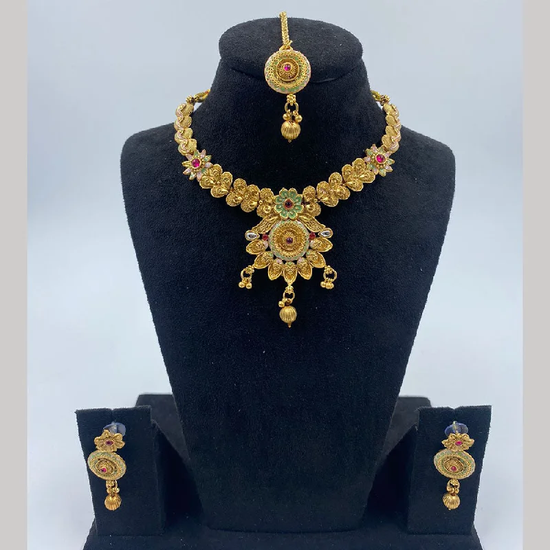 The Fashion Jewels Gold Plated Pota Stone And Beads Necklace Set