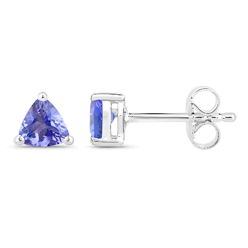 Donatello Gian 925 Sterling Silver Tanzanite Gemstone Trillion Cut Earrings