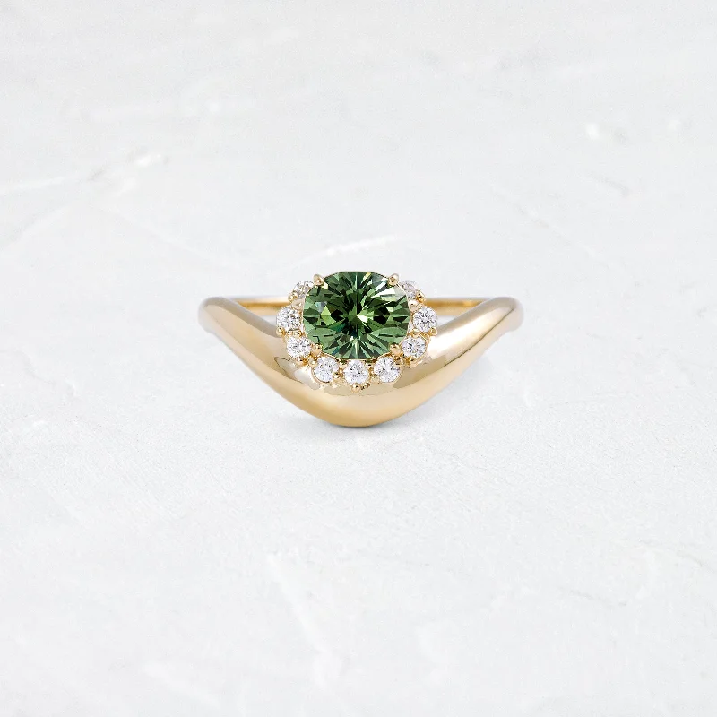 Astronomer Ring, 1ct. Mint Green Demantoid Garnet