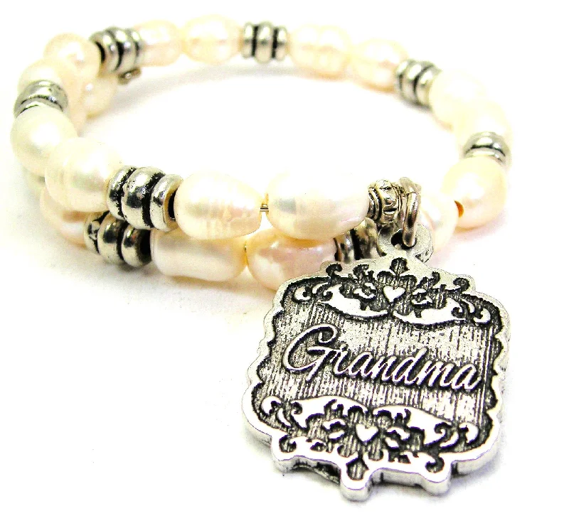 Great Aunt Victorian Scroll Fresh Water Pearl Wrap Bracelet