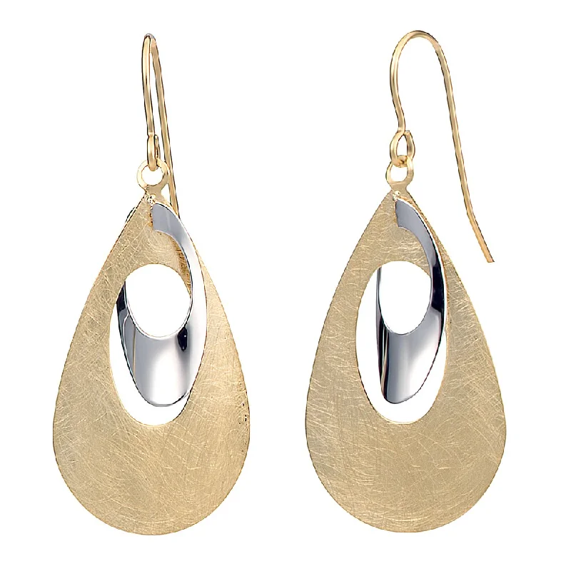 Fremada 14k Two-tone Gold Teardrop Dangle Earrings