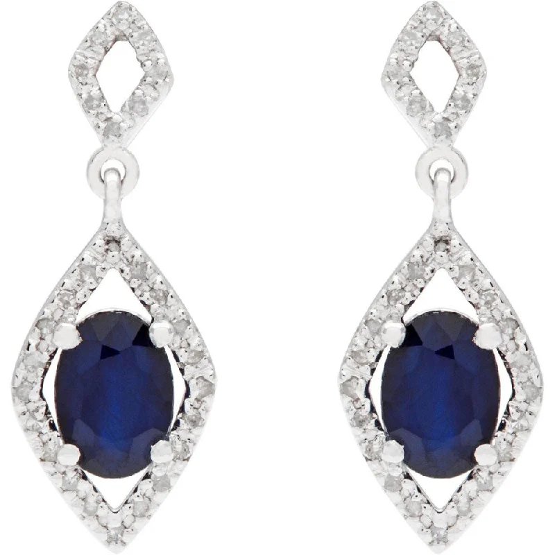 Viducci 10k White Gold Oval Gemstone and 1/3ct TDW Diamond Earrings (G-H, I1-I2)