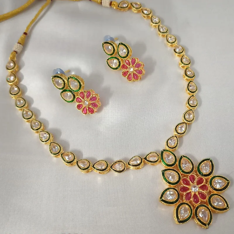 Padmawati Bangles Gold Plated Crystal Stone Necklace Set