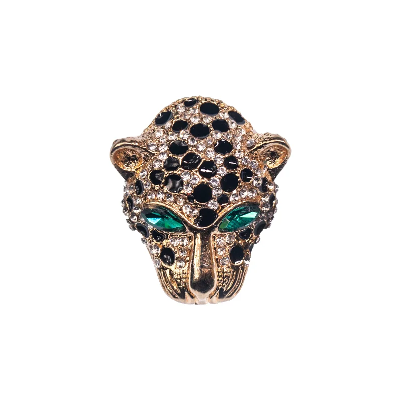 Golden Panther Metal Brooch