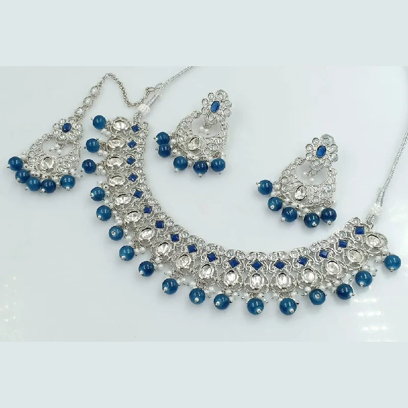 Manisha Jewellery Silver Plated Crystal Stone Necklace Set