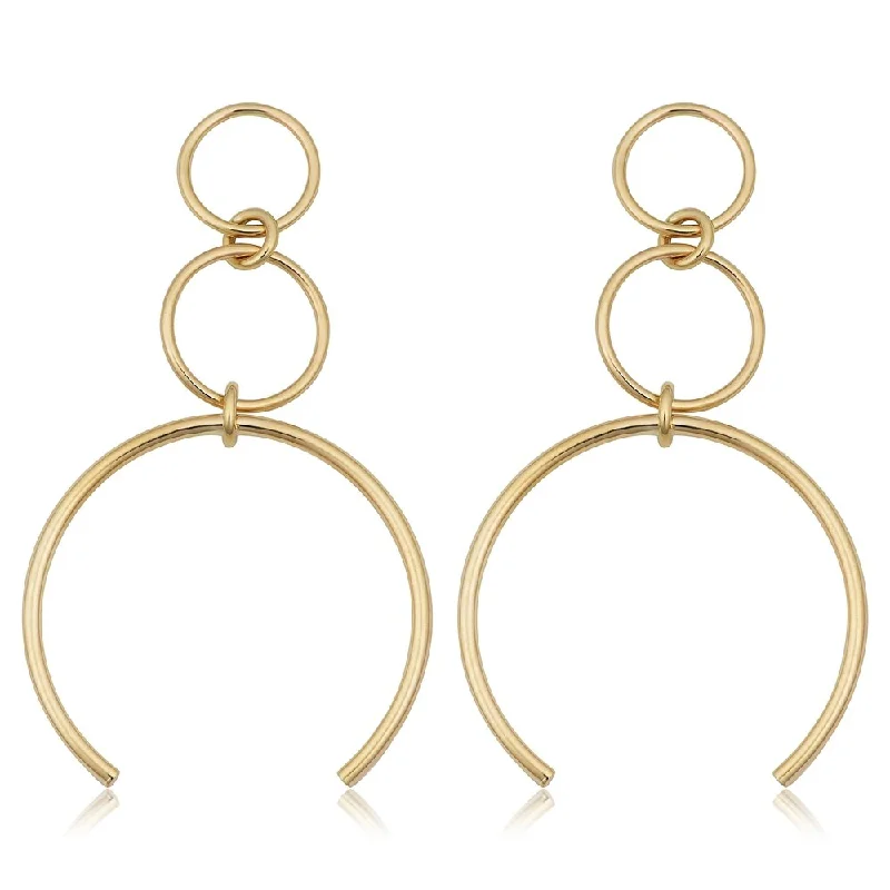 Fremada 14k Gold Graduated Circle Drop Earrings (yellow gold or rose gold)