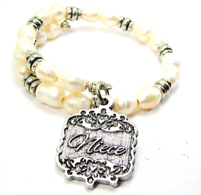 Niece Victorian Scroll Fresh Water Pearl Wrap Bracelet