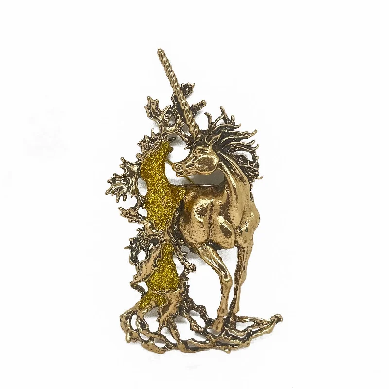 Golden Horse Metal Brooch