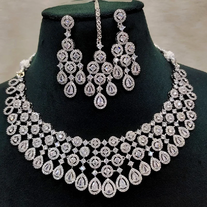 Aamrapali Silver  Plated AD Necklace Set