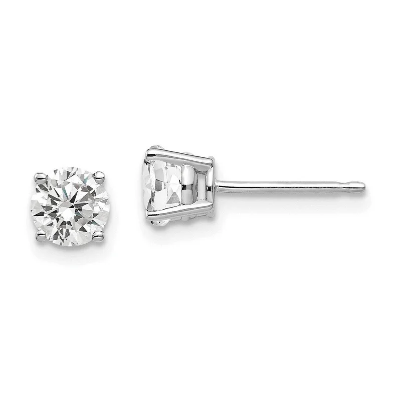 Curata 14k White Gold Post Earrings 5mm Cubic Zirconia Earrings