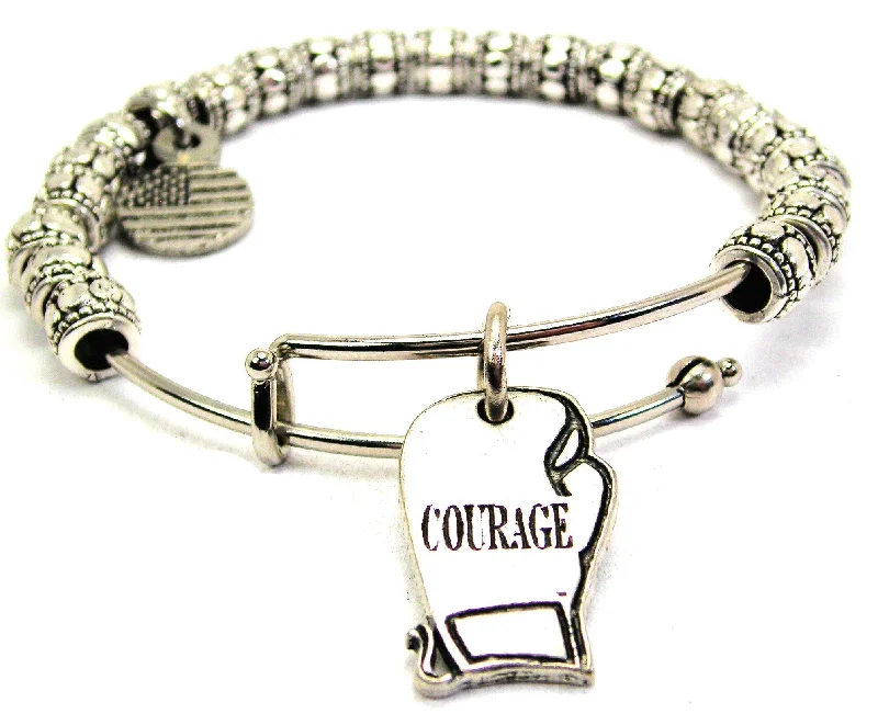 Courage Boxing Glove Metal Beaded Bracelet