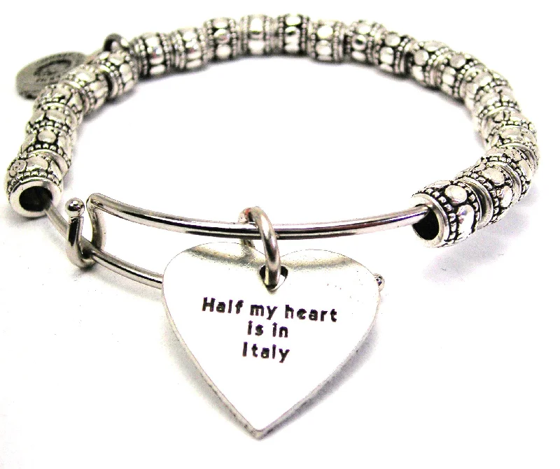 Half My Heart Is In Italy Metal Beaded Bracelet