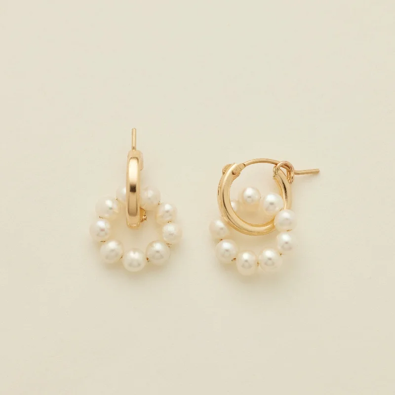 Pearl Halo Hoop Earrings