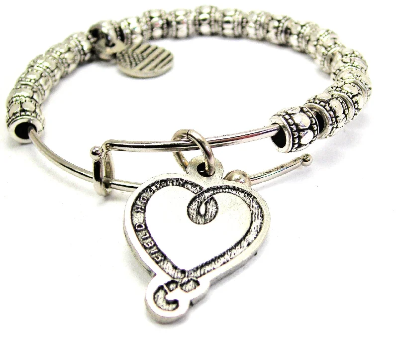 Field Hockey Heart Metal Beaded Bracelet