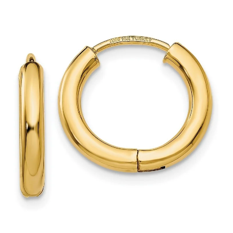 Curata 14k Yellow Gold Hinged Polished 2.5x15mm Hoop Earrings