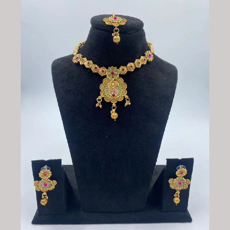 The Fashion Jewels Gold Plated Pota Stone And Beads Necklace Set