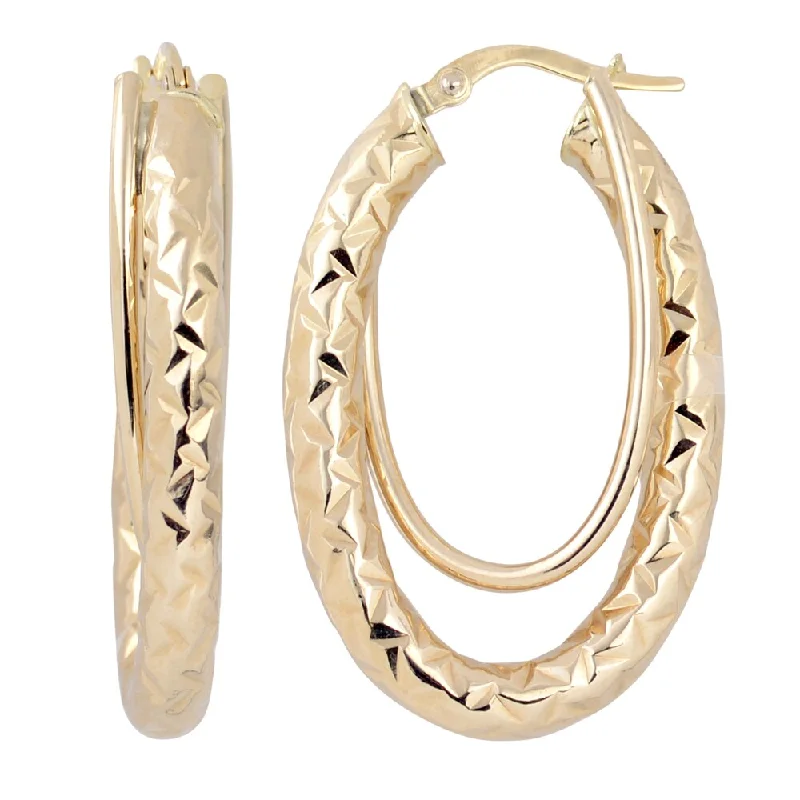 Fremada 10k Yellow Gold Diamond-cut Polished Double Oval Hoop Earrings