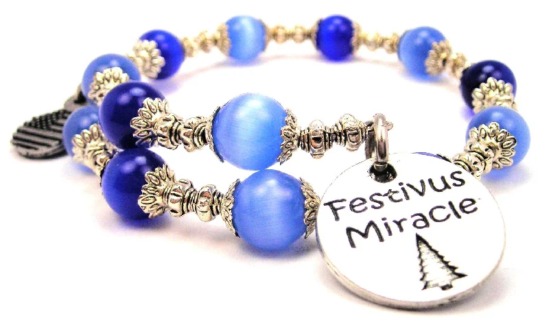 Festivus Miracle Cat's Eye Beaded Wrap Bracelet