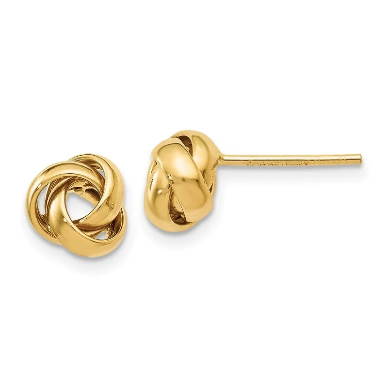 Curata 14k Yellow Gold Polished 8mm Love-knot Stud Earrings