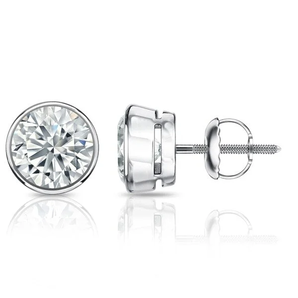 Auriya 4ctw Round Diamond Stud Earrings Bezel-set Platinum - GIA Certified