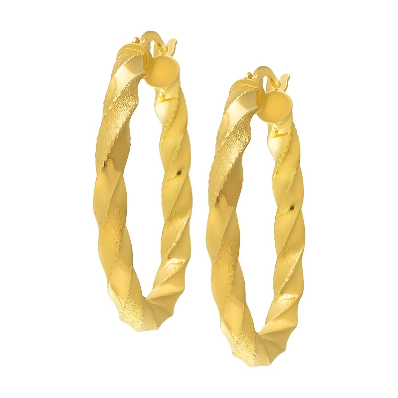 Victoria Townsend Yellow Gold over Sterling Silver Swirl Hoop Earrings