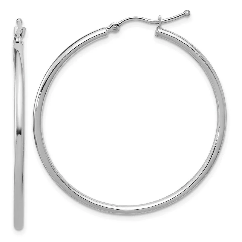 Curata 10k White Gold Polished Hinged 40x2mm Round Hoop Earrings