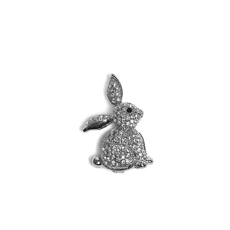 Sparkling Crystal Bunny Brooch