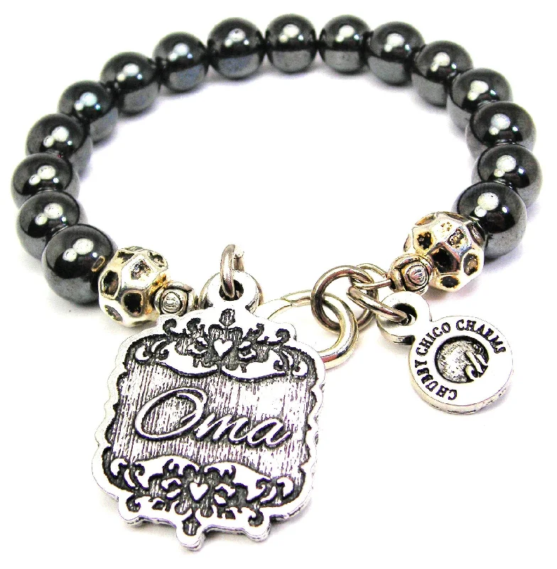 Oma Victorian Scroll Hematite Glass Bracelet