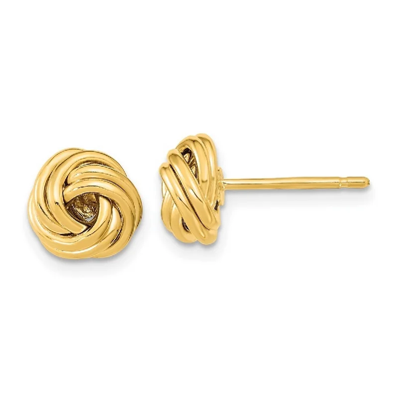 Curata 14k Yellow Gold Polished 9mm Love Knot Post Earrings