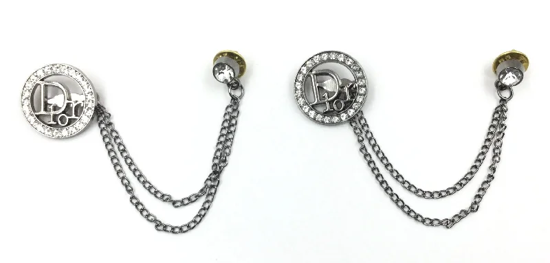 Black Nickle Round Shaped Dior Chang Chain Hangings brooch With Stone