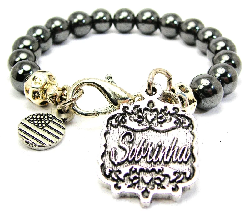 Sobrinha Victorian Scroll Hematite Glass Bracelet