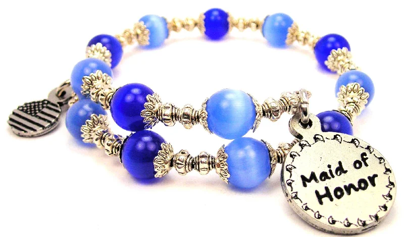 Maid Of Honor Cat's Eye Beaded Wrap Bracelet