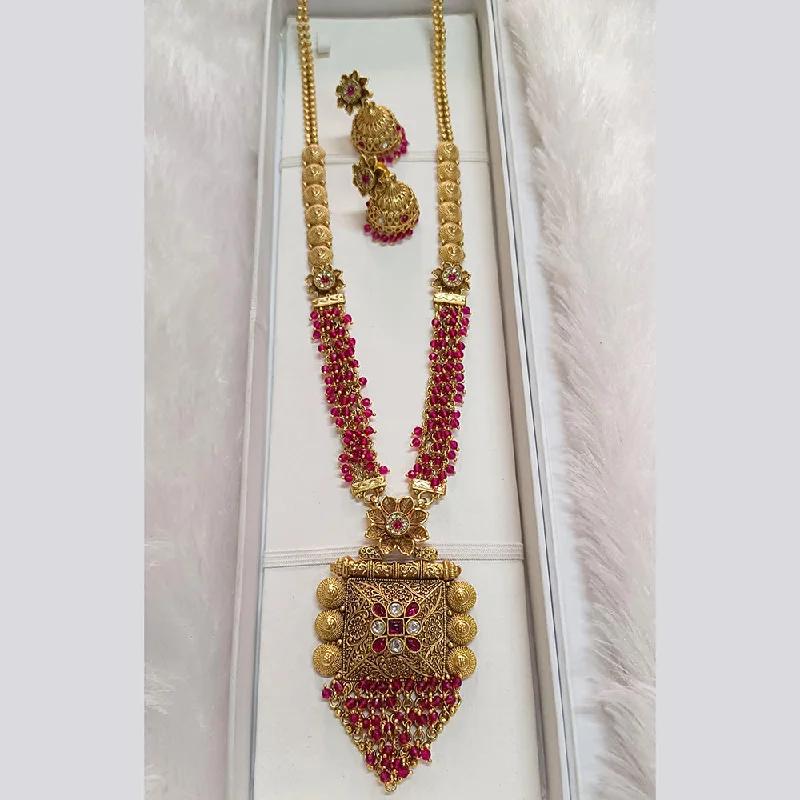 Pari Art Jewellery Forming Pota Stone Long Necklace Set