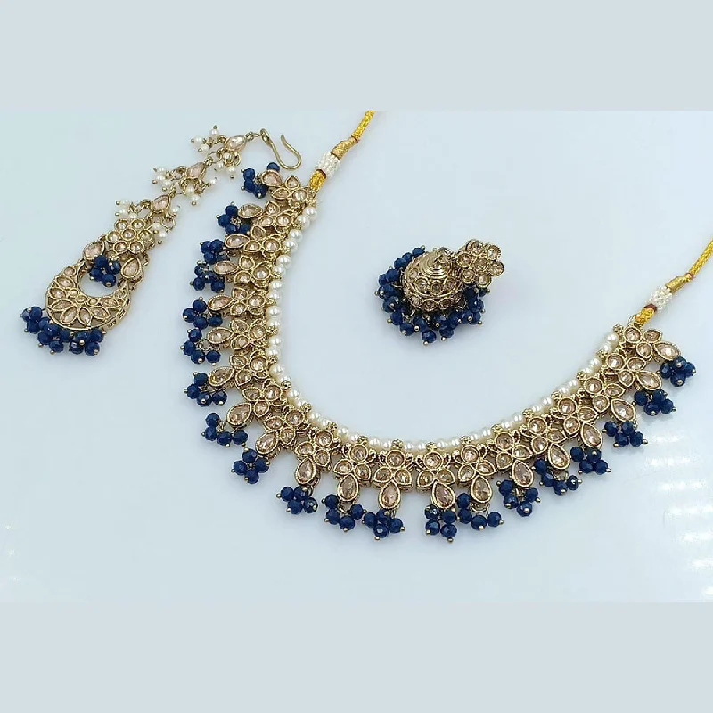 Rani Sati Jewels Gold Plated Reverse AD Necklace Set