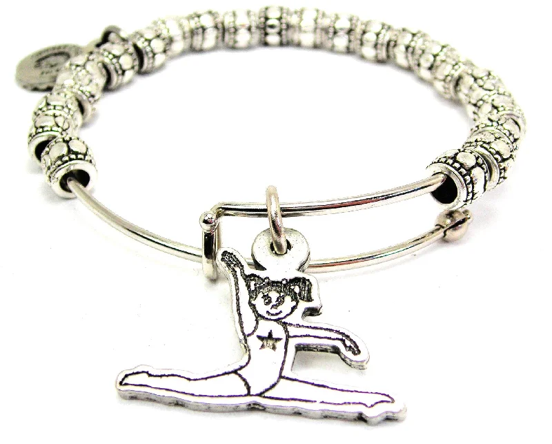 Little Gymnastics Girl Metal Beaded Bracelet