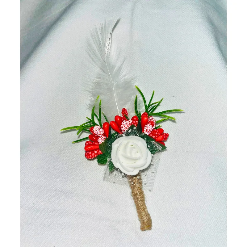 Multicolor Faux Feather Flower Brooch