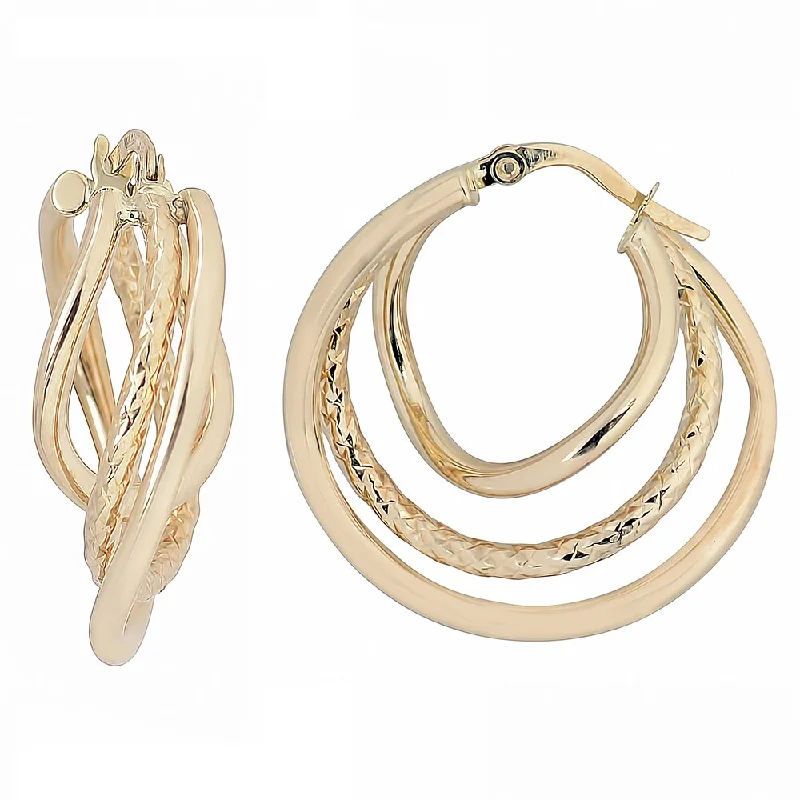 Fremada 10k Yellow Gold High Polish and Diamond-cut Overlapping Hoop Earrings