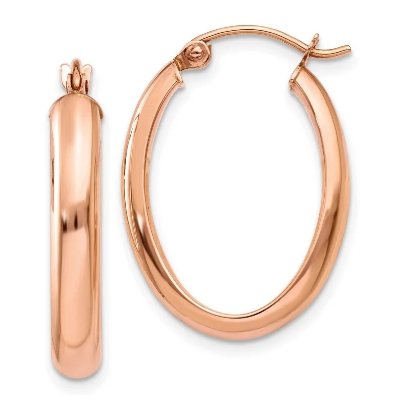 Curata 14k Rose Gold Polished Half Round 26x4mm Oval Hoop Earrings